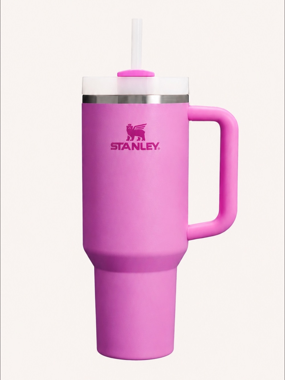Stanley Pink Travel Tumbler with Handle and Straw
